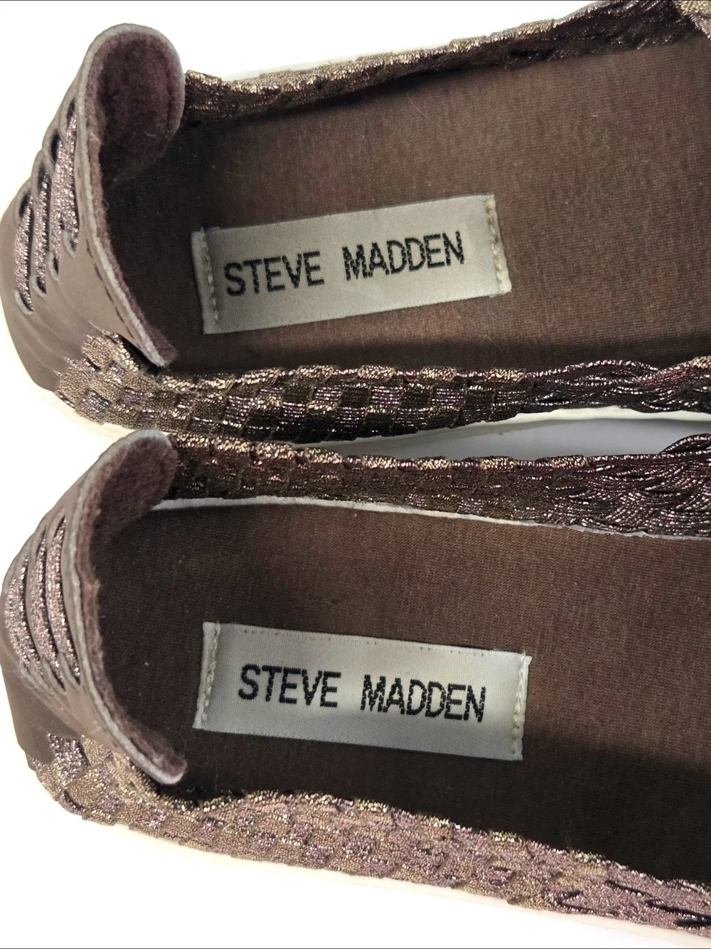 Steve Madden EXX Metallic Bronze Woven Slip-On Sneakers Size 9 EUC